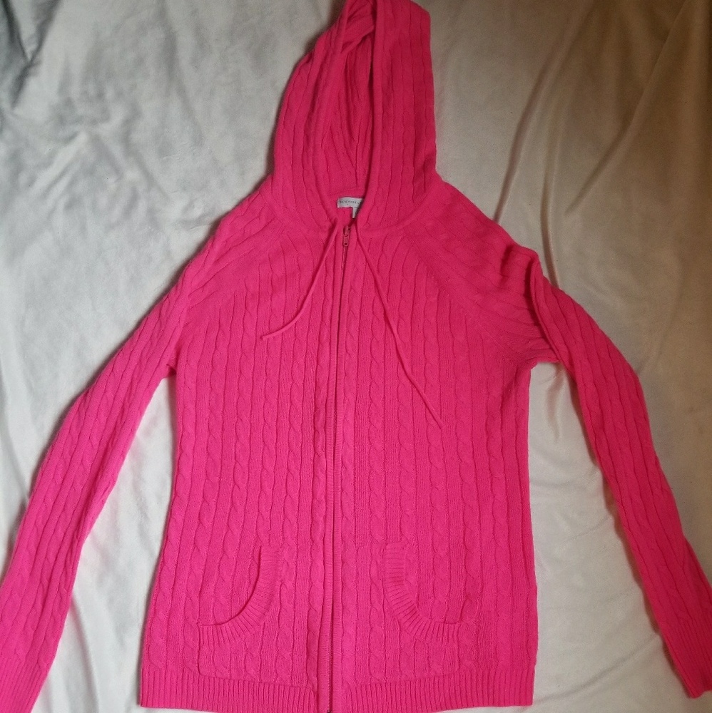Highlighter pink zip up sweater
